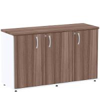 Armário Baixo Credenza Pe25 Pandin 121,50 Cm (Largura) Em Mdp Walnut E Branco Com Três Portas - 1