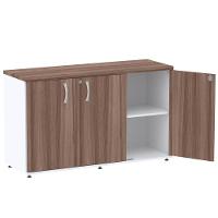 Armário Baixo Credenza Pe25 Pandin 121,50 Cm (Largura) Em Mdp Walnut E Branco Com Três Portas