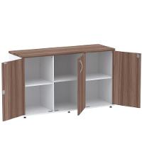 Armário Baixo Credenza Pe25 Pandin 121,50 Cm (Largura) Em Mdp Walnut E Branco Com Três Portas - 5