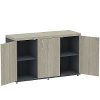 Armário Baixo Credenza Pe40 Pandin 121,50 Cm Em Mdp Nogueira Casablanca E Grafito Com Três Portas - 3