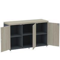 Armário Baixo Credenza Pe40 Pandin 121,50 Cm Em Mdp Nogueira Casablanca E Grafito Com Três Portas - 5