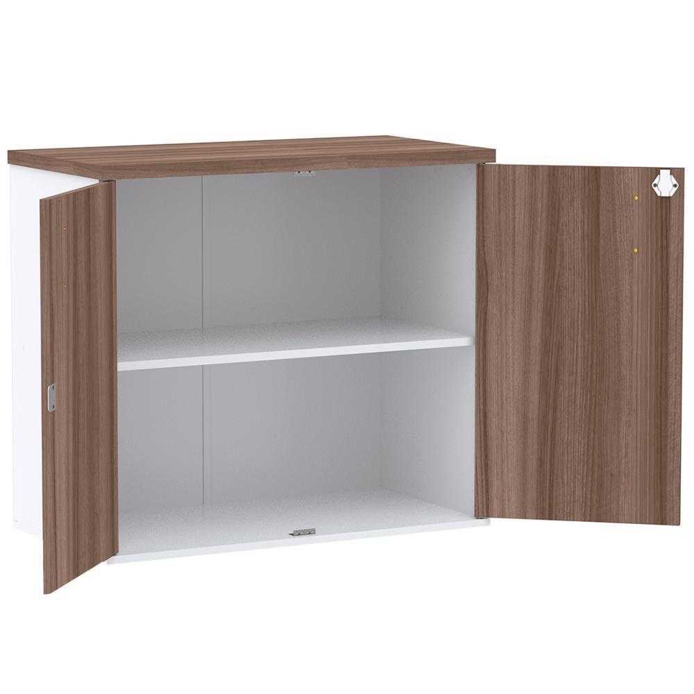 Armário Baixo Pe25 Pandin 80 Cm (Largura) Em Mdp Walnut E Branco Com Duas Portas - 2