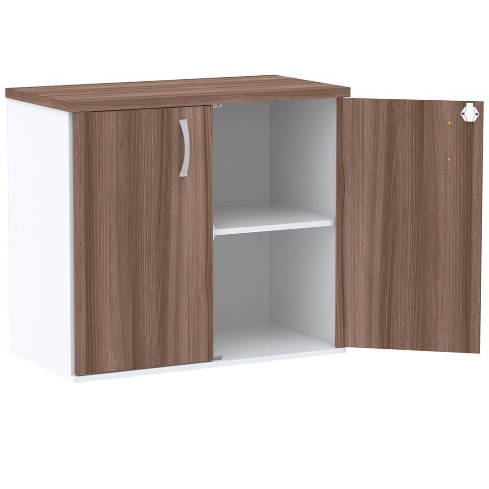 Armário Baixo Pe25 Pandin 80 Cm (Largura) Em Mdp Walnut E Branco Com Duas Portas - 3
