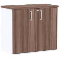 Armário Baixo Pe25 Pandin 80 Cm (Largura) Em Mdp Walnut E Branco Com Duas Portas - 1