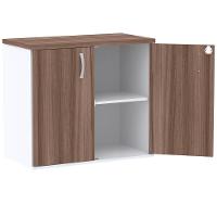 Armário Baixo Pe25 Pandin 80 Cm (Largura) Em Mdp Walnut E Branco Com Duas Portas - 3