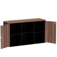 Armário Baixo Credenza Pe25 Pandin 121,50 Cm (Largura) Em Mdp Walnut E Preto Com Duas Portas - 2