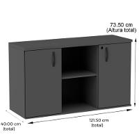 Armário Baixo Credenza Pe25 Pandin 121,50 Cm (Largura) Em Mdp Walnut E Preto Com Duas Portas - 4