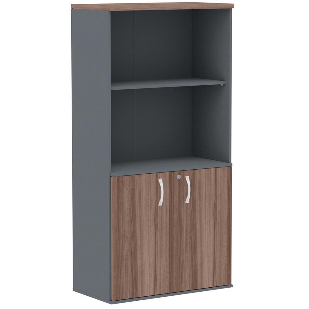 Armário Misto Pe25 Pandin 79,20 Cm Em Mdp Walnut E Grafito Com Duas Portas E Prateleira Superior - 1