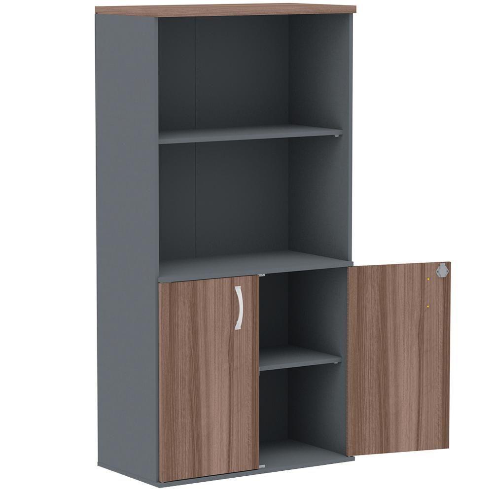 Armário Misto Pe25 Pandin 79,20 Cm Em Mdp Walnut E Grafito Com Duas Portas E Prateleira Superior - 4