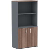 Armário Misto Pe25 Pandin 79,20 Cm Em Mdp Walnut E Grafito Com Duas Portas E Prateleira Superior - 1