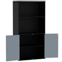 Armário Misto Pe25 Pandin 79,20 Cm Em Mdp Liso Cinza E Preto Com Duas Portas E Prateleira Superior