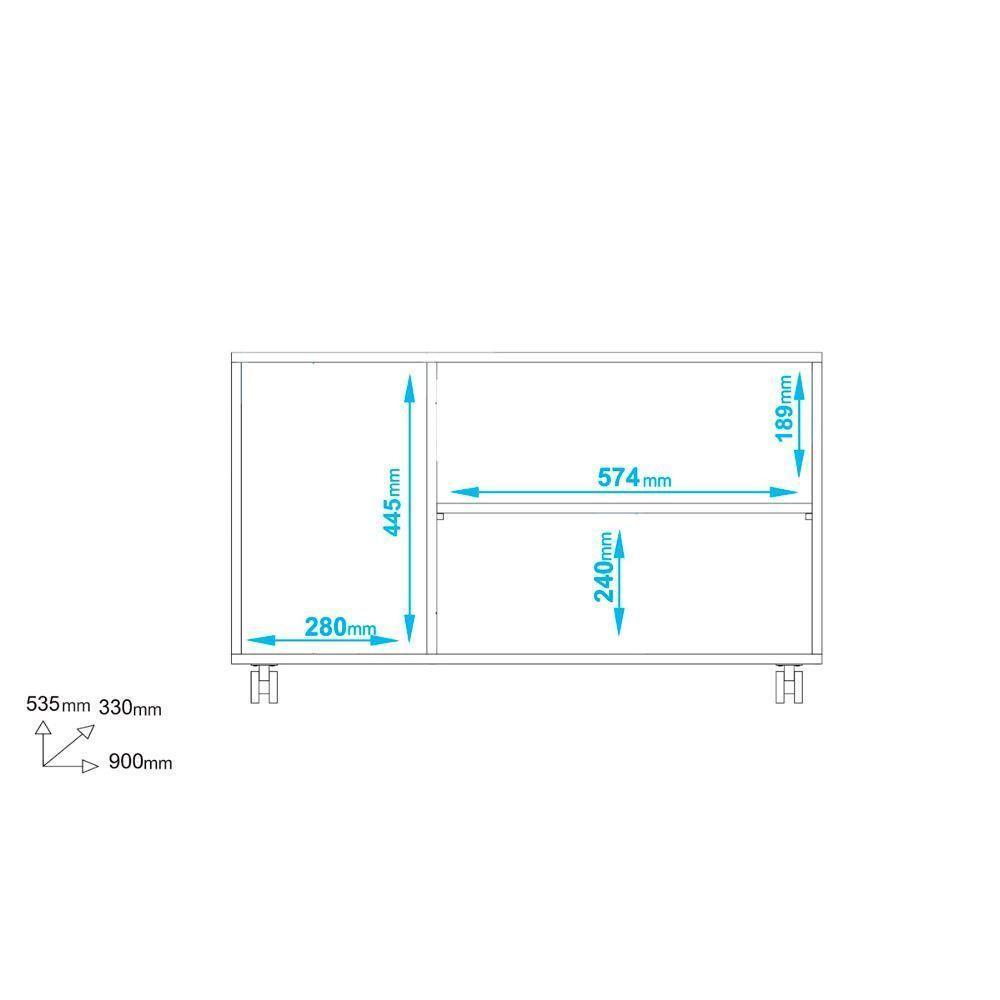 Balcão Em Mdp Com 3 Portas 1 Prateleira E 4 Pés Rodízio Brv Móveis Branco - 5