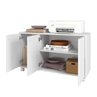 Balcão Em Mdp Com 3 Portas 1 Prateleira E 4 Pés Rodízio Brv Móveis Branco - 5