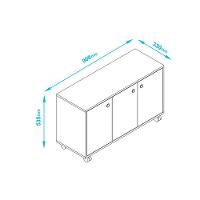Balcão Em Mdp Com 3 Portas 1 Prateleira E 4 Pés Rodízio Brv Móveis Branco - 8