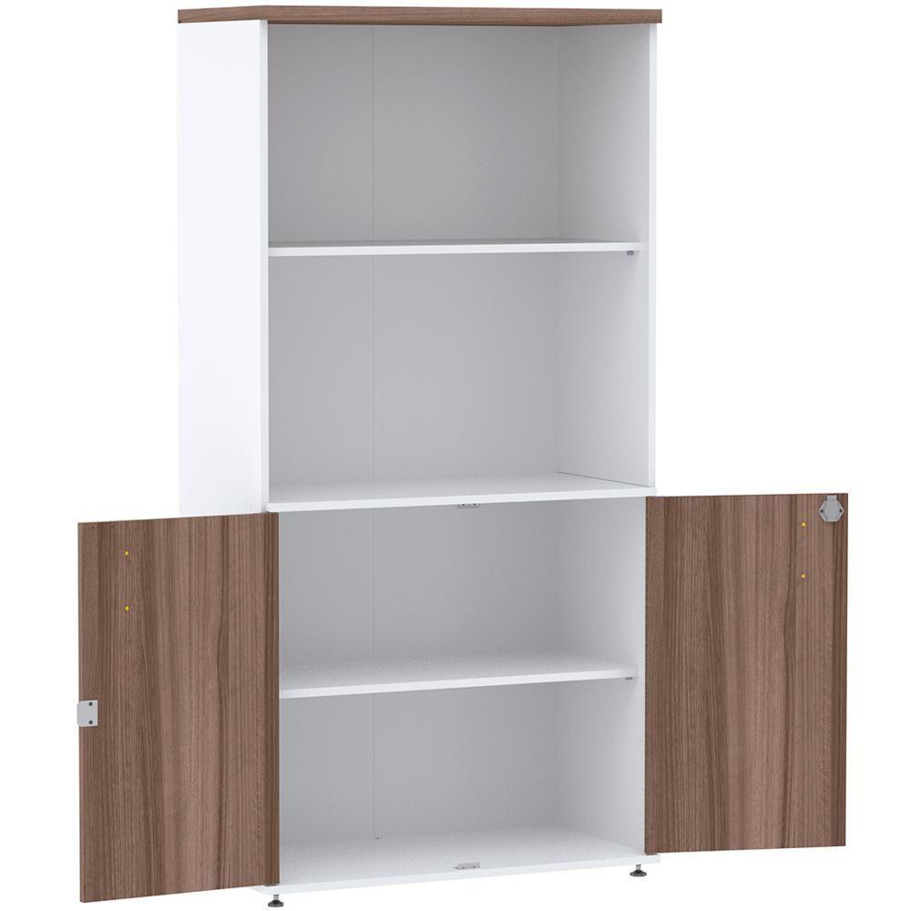 Armário Misto Pe25 Pandin 79,20 Cm Em Mdp Walnut E Branco Com Duas Portas E Prateleira Superior - 4