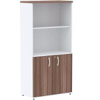 Armário Misto Pe25 Pandin 79,20 Cm Em Mdp Walnut E Branco Com Duas Portas E Prateleira Superior - 1