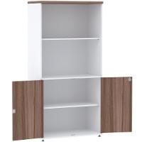 Armário Misto Pe25 Pandin 79,20 Cm Em Mdp Walnut E Branco Com Duas Portas E Prateleira Superior - 4