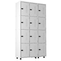 Armário Roupeiro Aço 12 Portas Guarda Volume Trinco Cinza - 1