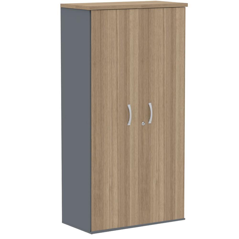 Armário Alto Pe25 Pandin 79,20 Cm (Largura) Em Mdp Noce Naturalle E Grafito Com Duas Portas - 1