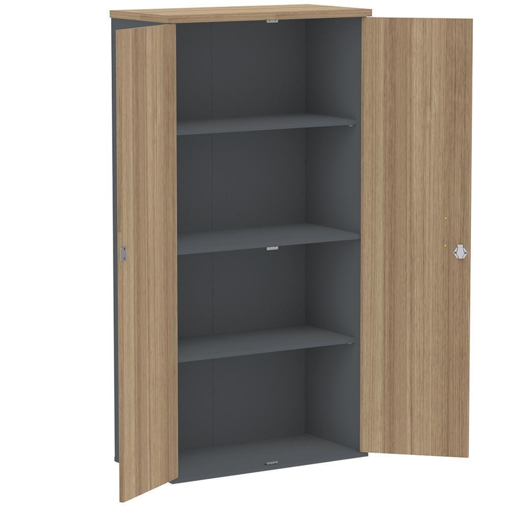 Armário Alto Pe25 Pandin 79,20 Cm (Largura) Em Mdp Noce Naturalle E Grafito Com Duas Portas - 4