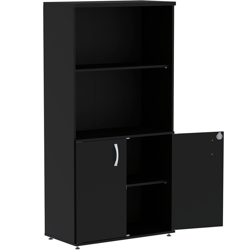 Armário Misto Pe25 Pandin 79,20 Cm (Largura) Em Mdp Liso Preto Com Duas Portas E Prateleira Superior - 4