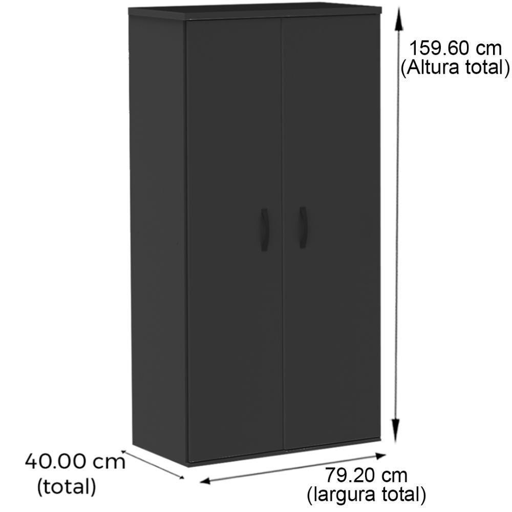 Armário Alto Pe25 Pandin 79,20 Cm (Largura) Em Mdp Preto E Grafito Com Duas Portas - 2