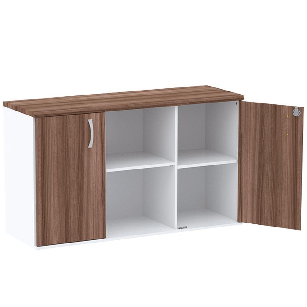 Armário Baixo Credenza Pe25 Pandin 121,50 Cm (Largura) Em Mdp Walnut E Branco Com Duas Portas - 2