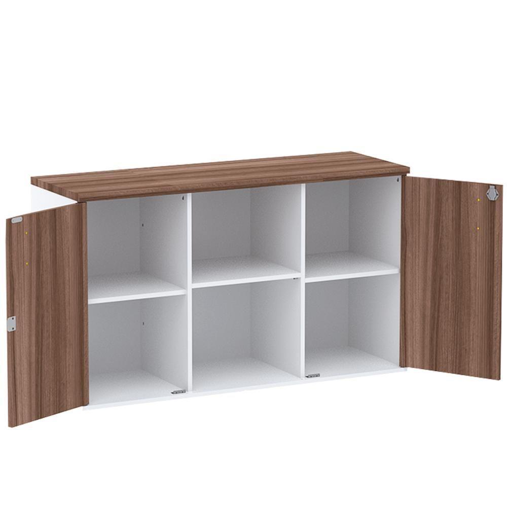Armário Baixo Credenza Pe25 Pandin 121,50 Cm (Largura) Em Mdp Walnut E Branco Com Duas Portas - 5