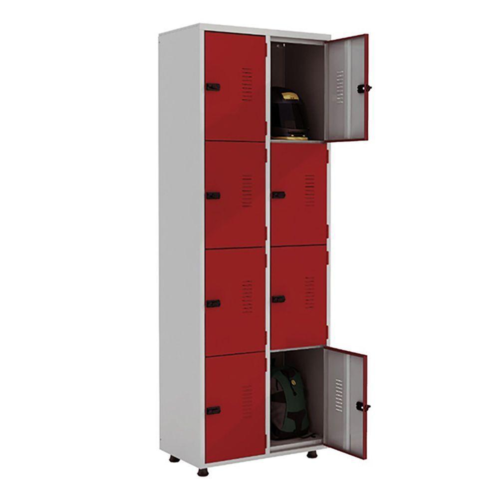 Armário Roupeiro Aço 8 Portas Guarda Volume Ea702 Vermelho - 1