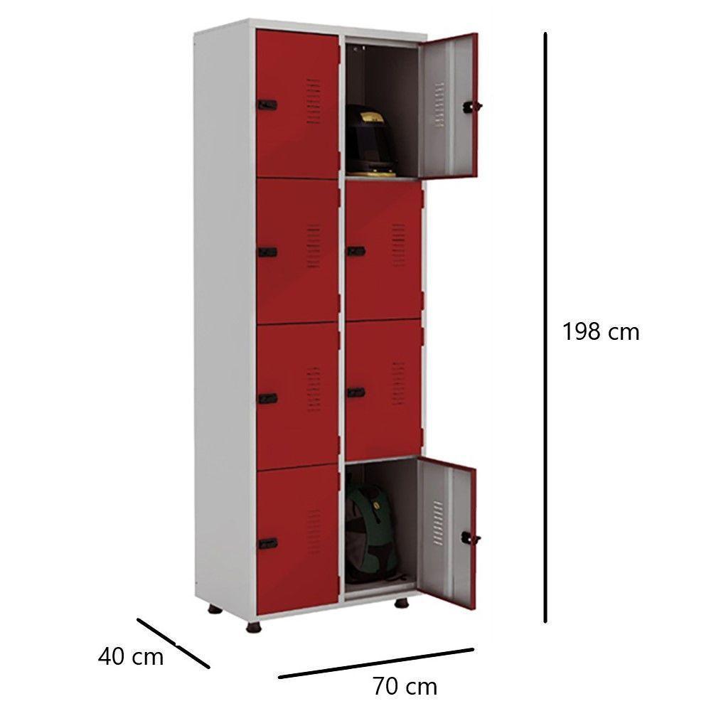 Armário Roupeiro Aço 8 Portas Guarda Volume Ea702 Vermelho - 2