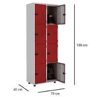 Armário Roupeiro Aço 8 Portas Guarda Volume Ea702 Vermelho - 2