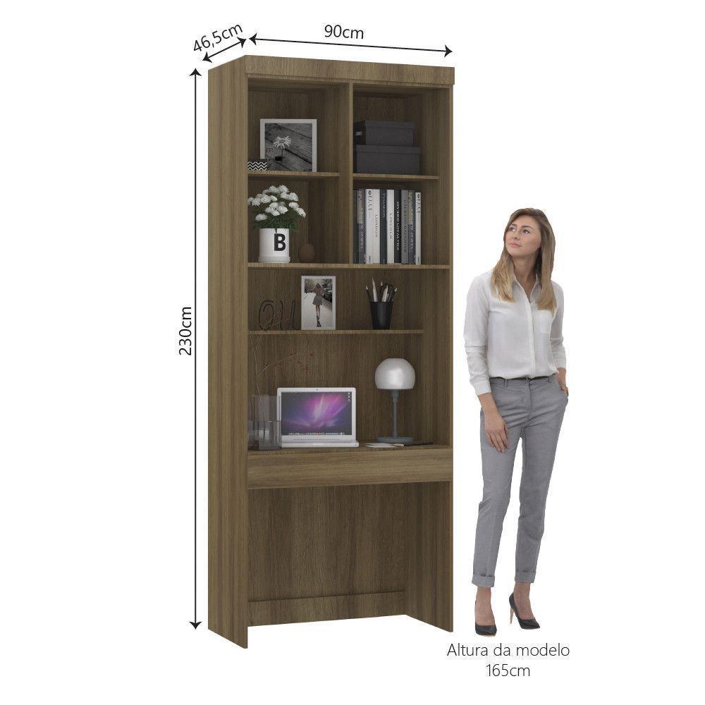 Bancada De Estudos Modulada 90cm 1 Porta E 1 Gaveta Paris Luciane Móveis Avelã Pf Com Avelã Pf - 5