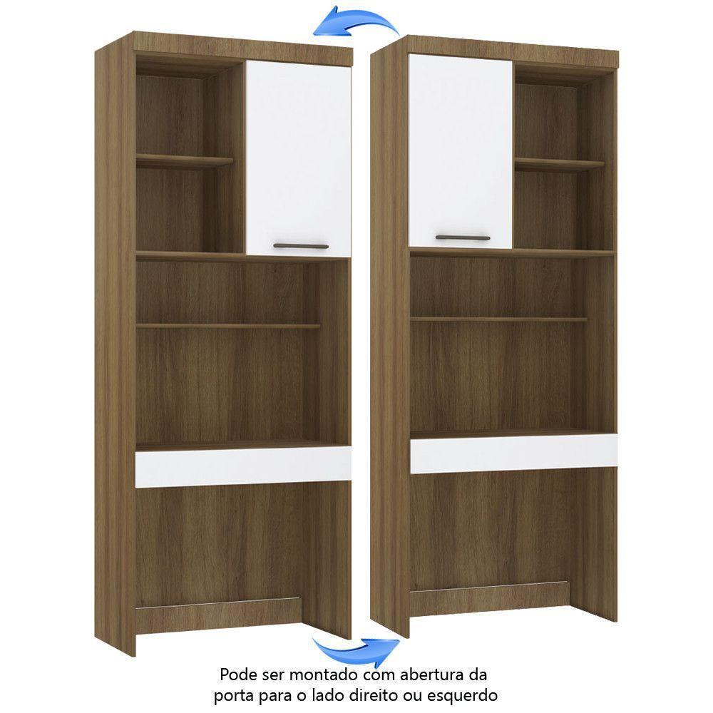 Bancada De Estudos Modulada 90cm 1 Porta E 1 Gaveta Paris Luciane Móveis Avelã Pf Com Branco Pf - 8