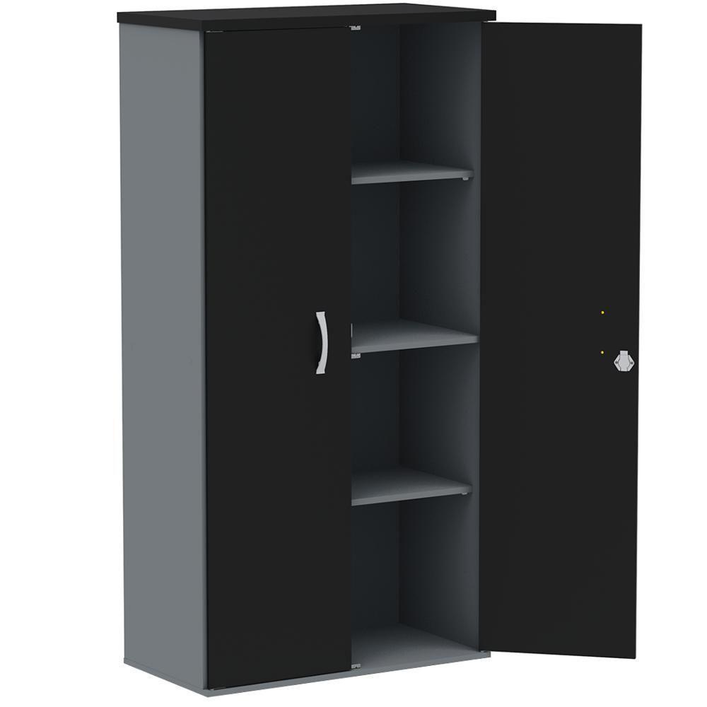 Armário Alto Pe25 Pandin 79,20 Cm (Largura) Em Mdp Grafito E Preto Com Duas Portas - 4