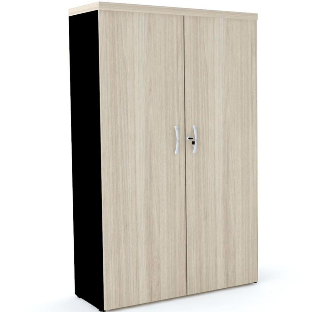 Armário Alto Pe40 Pandin 80 Cm (Largura) Em Mdp Nogueira Casablanca E Preto Com Duas Portas - 1