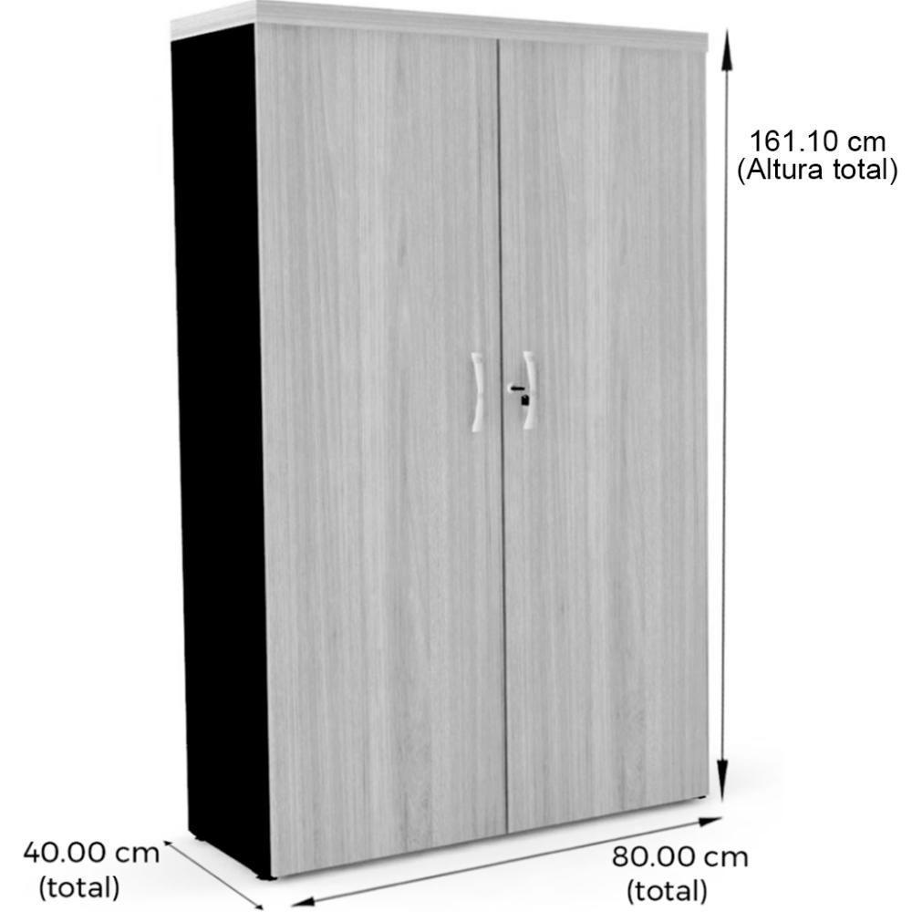 Armário Alto Pe40 Pandin 80 Cm (Largura) Em Mdp Nogueira Casablanca E Preto Com Duas Portas - 2