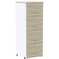 Armário De Arquivo Oficio Pe25 Pandin 45,70 Cm Em Mdp Nogueira Casablanca E Branco 4 Gavetas - 1