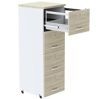 Armário De Arquivo Oficio Pe25 Pandin 45,70 Cm Em Mdp Nogueira Casablanca E Branco 4 Gavetas - 2