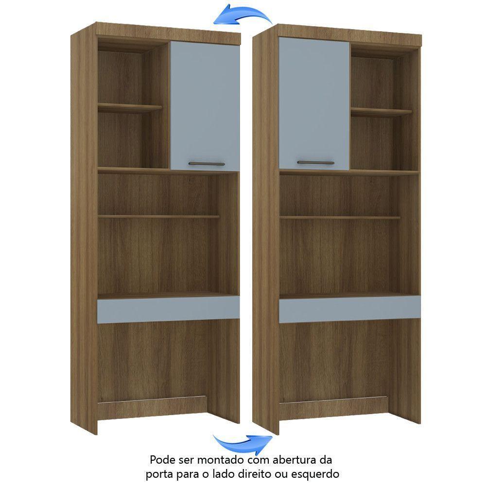 Bancada De Estudos Modulada 90cm 1 Porta E 1 Gaveta Paris Luciane Móveis Avelã Pf Com Grey Sky Pf - 5