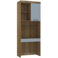 Bancada De Estudos Modulada 90cm 1 Porta E 1 Gaveta Paris Luciane Móveis Avelã Pf Com Grey Sky Pf - 1