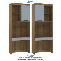 Bancada De Estudos Modulada 90cm 1 Porta E 1 Gaveta Paris Luciane Móveis Avelã Pf Com Grey Sky Pf - 17