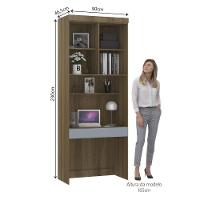 Bancada De Estudos Modulada 90cm 1 Porta E 1 Gaveta Paris Luciane Móveis Avelã Pf Com Grey Sky Pf - 19