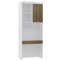 Bancada De Estudos Modulada 90cm 1 Porta Alpes Luciane Móveis Branco Pf Com Avelã Pf - 2