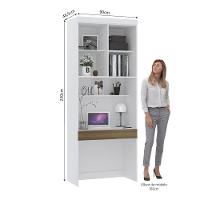 Bancada De Estudos Modulada 90cm 1 Porta Alpes Luciane Móveis Branco Pf Com Avelã Pf - 9