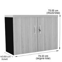 Armário Baixo Pe40 Pandin 79,20 Cm (Largura) Em Mdp Walnut E Preto Com Duas Portas - 2