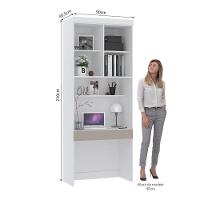 Bancada De Estudos Modulada 90cm 1 Porta Alpes Luciane Móveis Branco Pf Com Cinammon Pf - 5