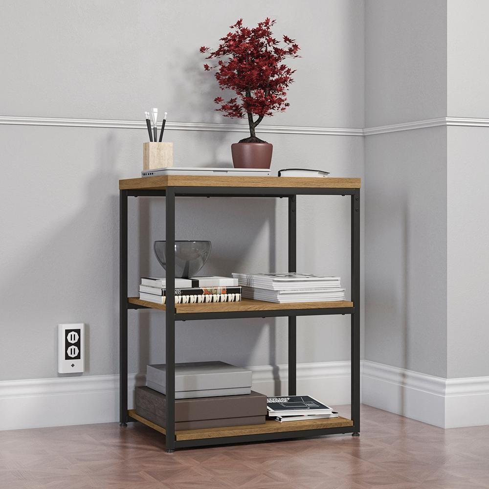 Mesa De Apoio Industrial 3 Prateleiras Freijó 45cm - 1