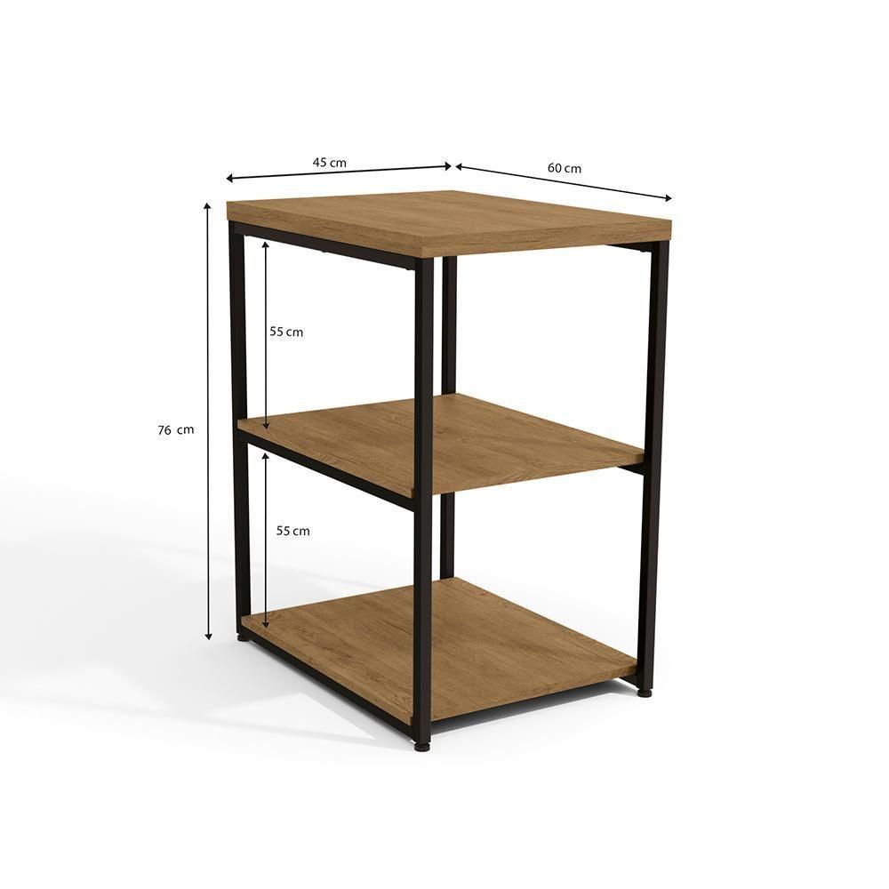 Mesa De Apoio Industrial 3 Prateleiras Freijó 45cm - 2
