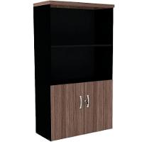 Armário Misto Pe40 Pandin 80 Cm (Largura) Em Mdp Walnut E Preto Duas Portas E Prateleira Superior - 1