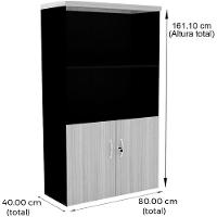 Armário Misto Pe40 Pandin 80 Cm (Largura) Em Mdp Walnut E Preto Duas Portas E Prateleira Superior - 2